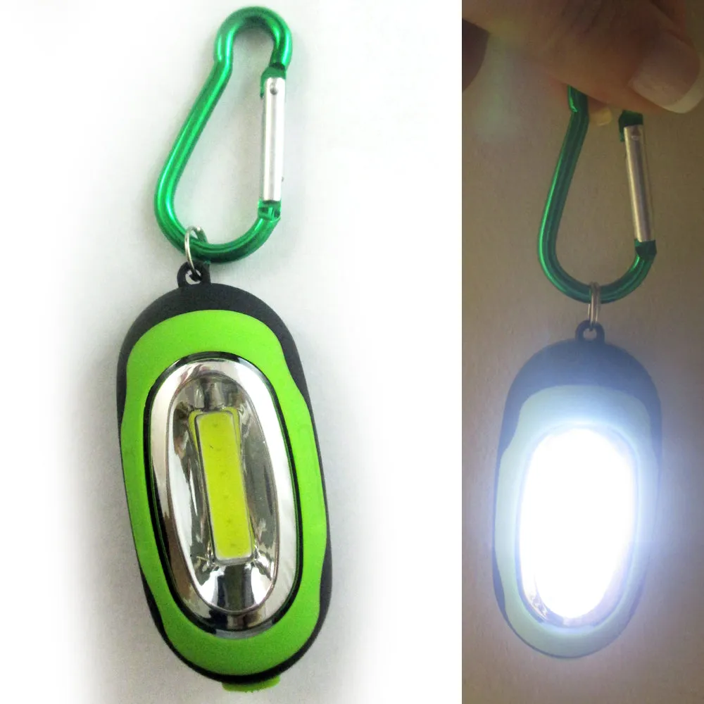 12x COB LED Keychain Portable Flashlight Key Ring Carabiner Camping Light Hiking