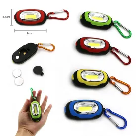 12x COB LED Keychain Portable Flashlight Key Ring Carabiner Camping Light Hiking
