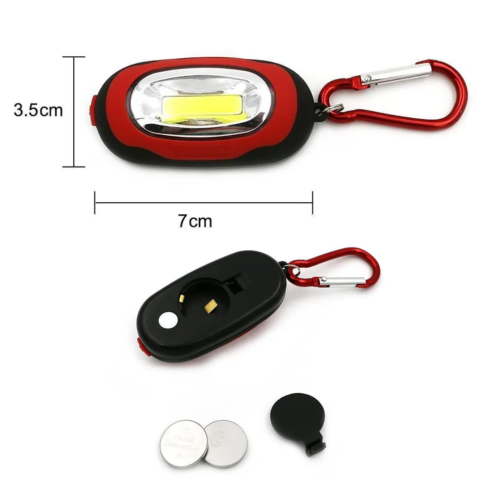 12x COB LED Keychain Portable Flashlight Key Ring Carabiner Camping Light Hiking