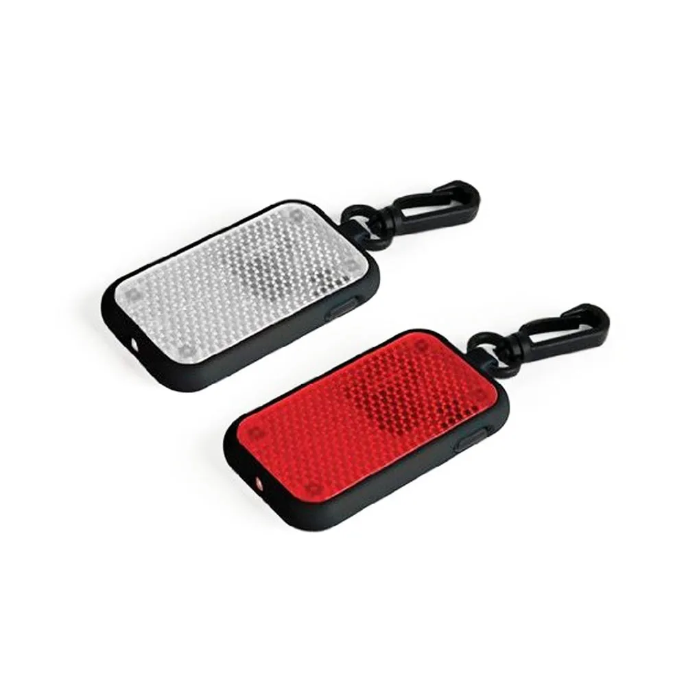 2 LED Flasher Safety Reflector Lights Bike Key Chain Hiking Jogging Walk Tag Pet