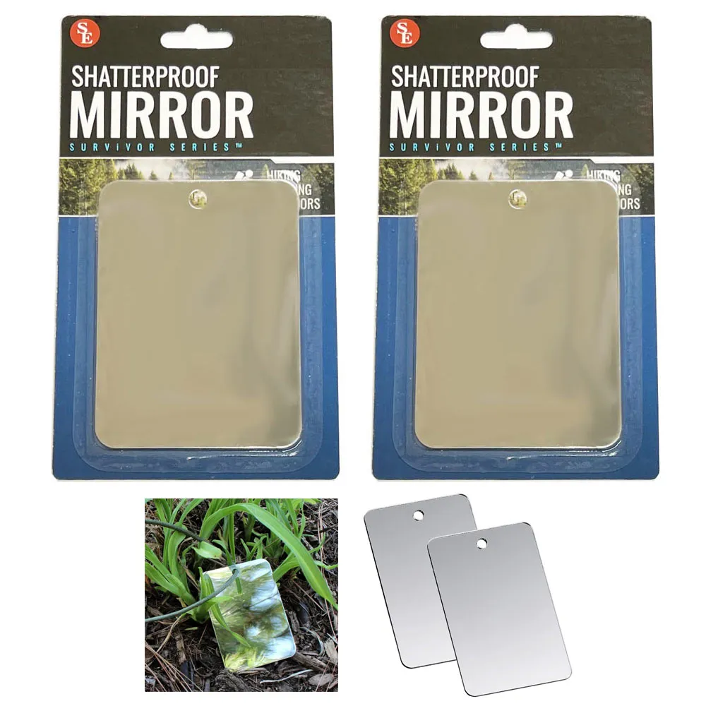 2 Pack Signal Mirror Lightweight Emergency Shatterproof Survival Camping Hiking