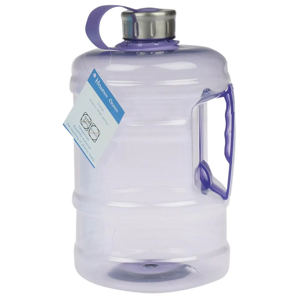 2 Pc Sports Bottles 2 Liter Water Drinking Plastic Canister Hiking Outdoor Wide