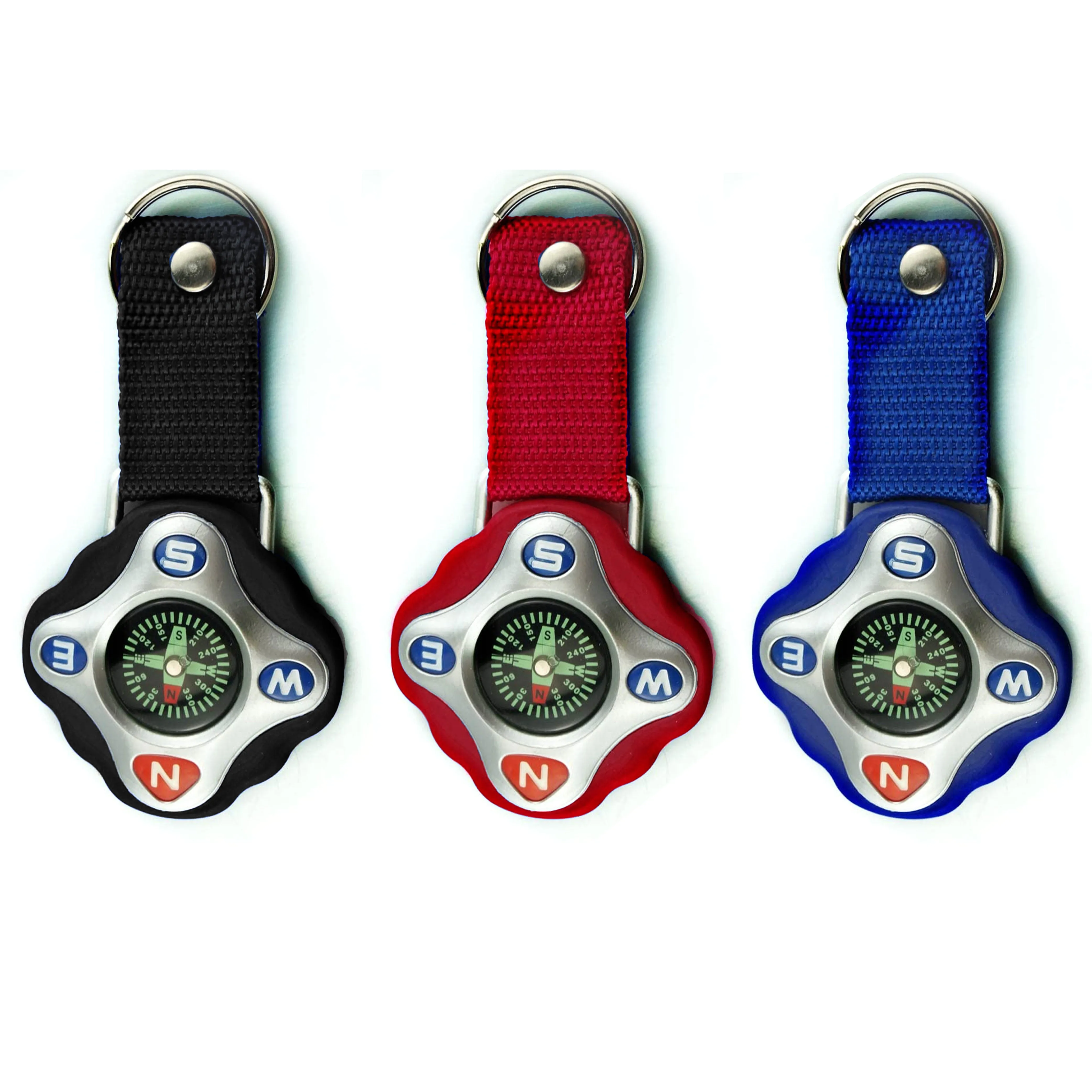 2 Pc Survival Outdoor Compass Liquid Filled Keychain Camping Hiking Military