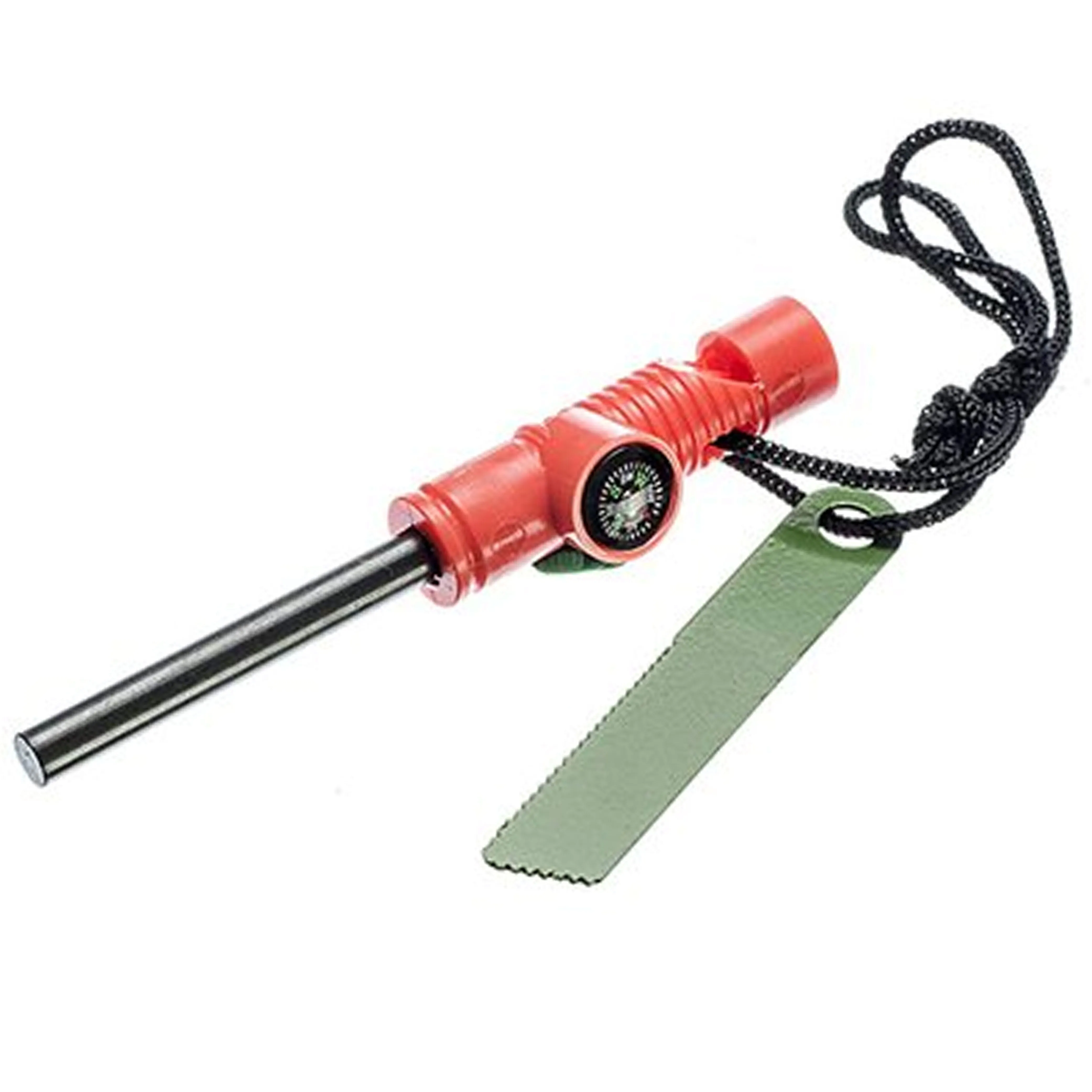 2 Pk Fire Starter Multi-Function Survival Tool Whistle Flint Rod Striker Hiking
