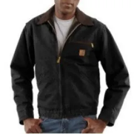 Carhartt 3X Regular Black 12 oz Cotton Sandstone Duck Blanket Lined Detroit Jacket With Quilted Nylon Sleeve Lining