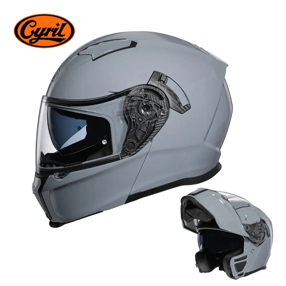 CYRIL Dual Visor Modular Flip-up Full Face Motorcycle Helmet DOT Approved