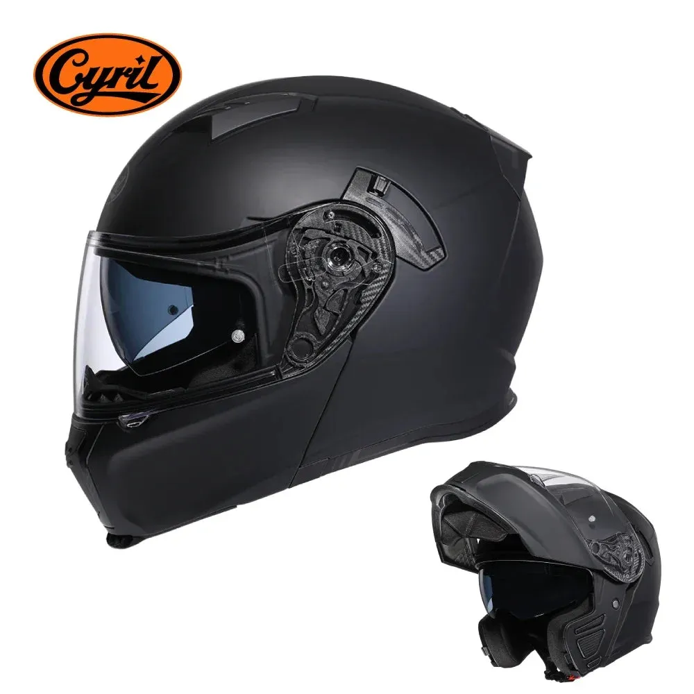 CYRIL Dual Visor Modular Flip-up Full Face Motorcycle Helmet DOT Approved