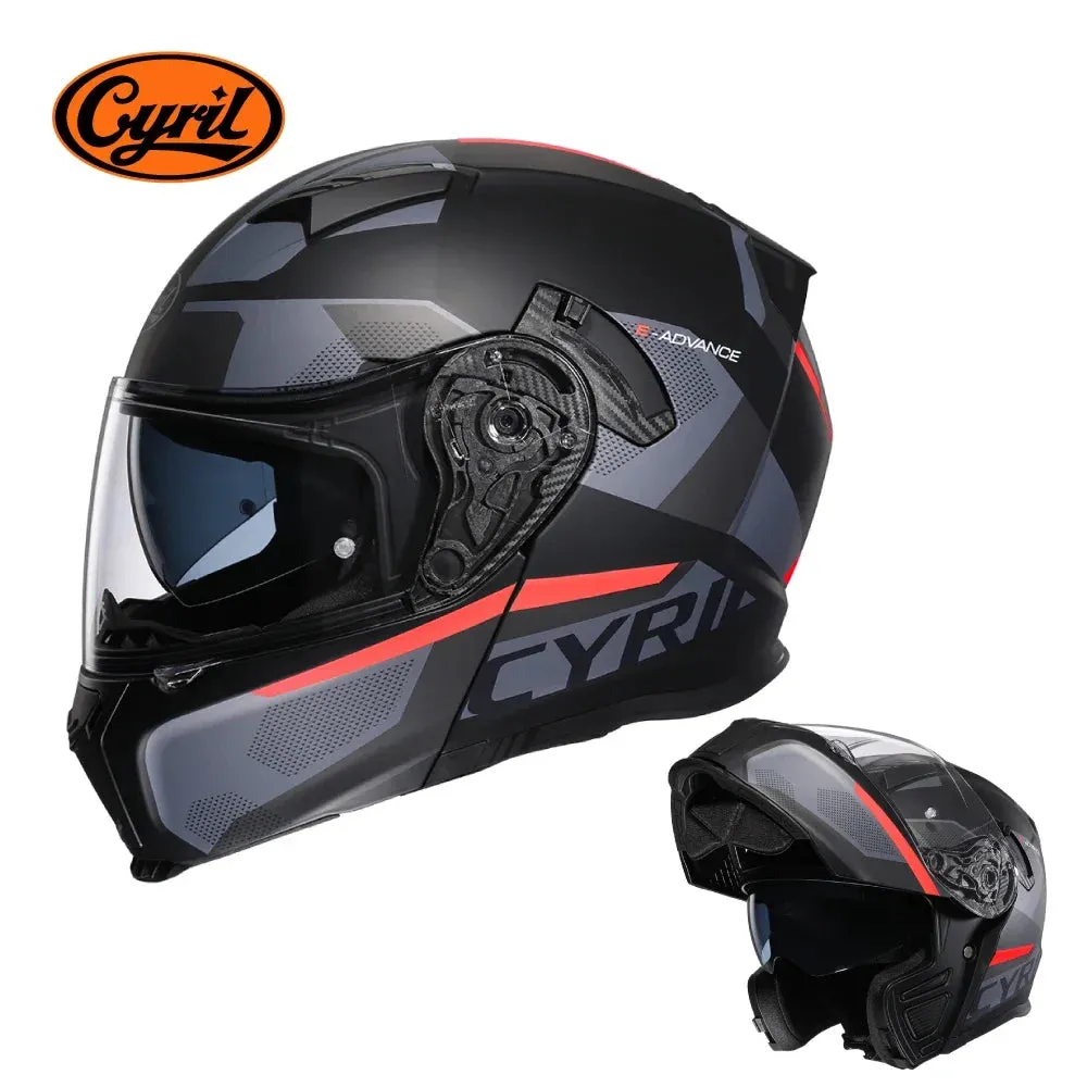 CYRIL Dual Visor Modular Flip-up Full Face Motorcycle Helmet DOT Approved