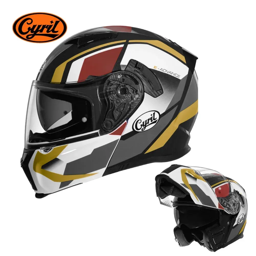 CYRIL Dual Visor Modular Flip-up Full Face Motorcycle Helmet DOT Approved