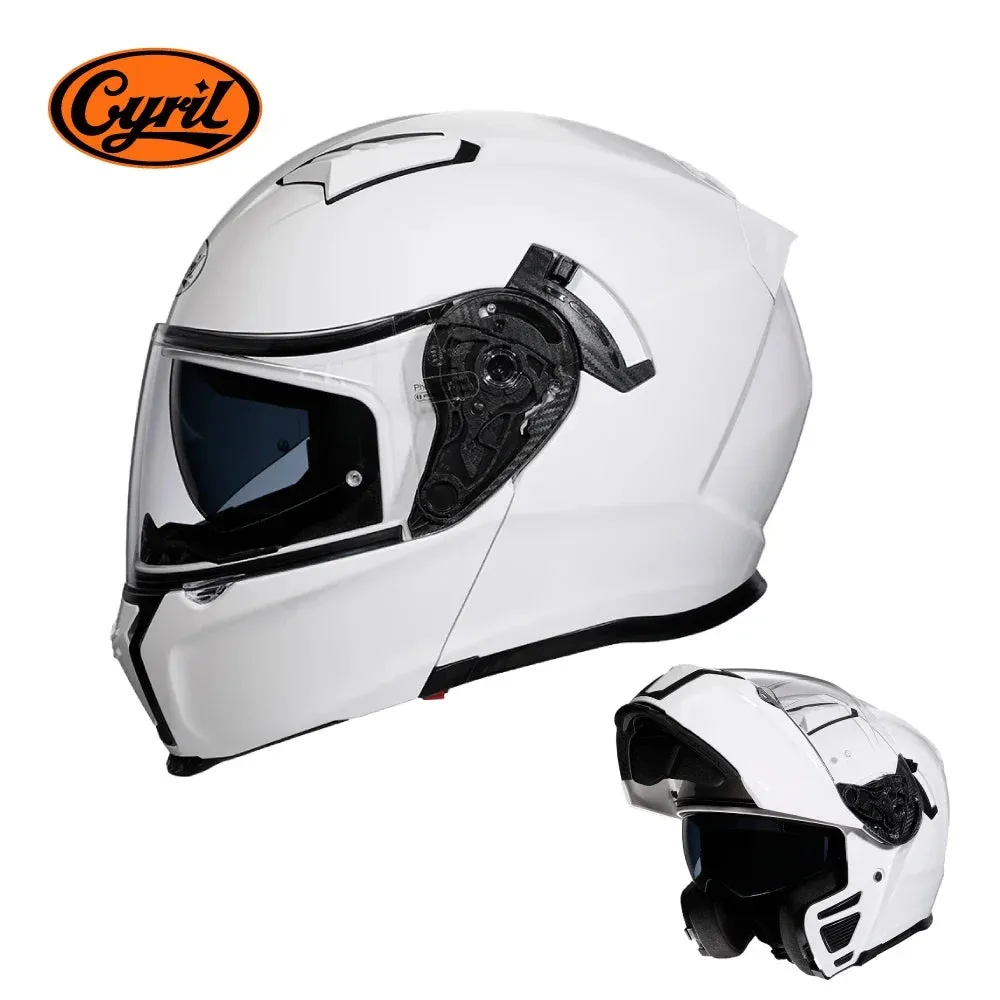 CYRIL Dual Visor Modular Flip-up Full Face Motorcycle Helmet DOT Approved