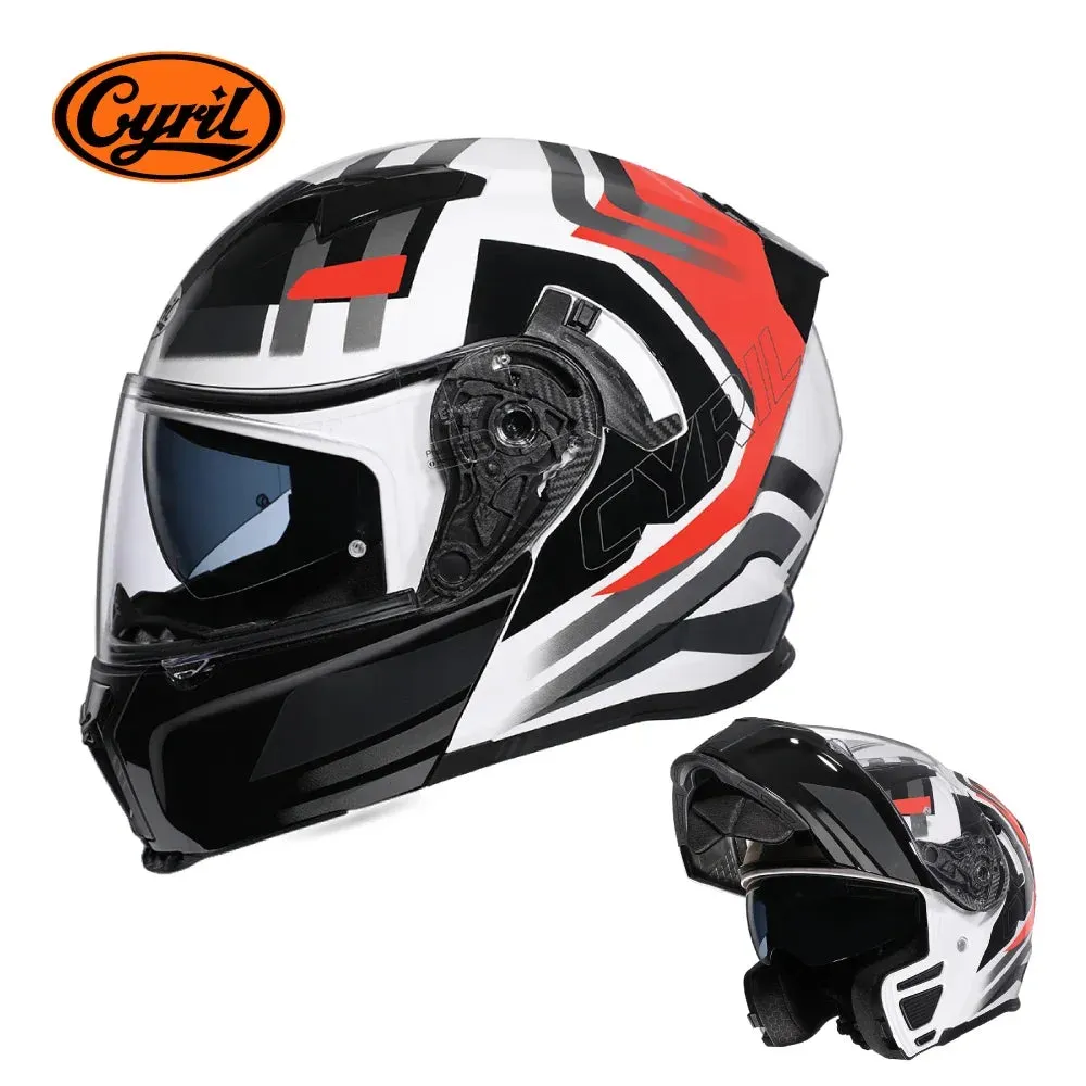 CYRIL Dual Visor Modular Flip-up Full Face Motorcycle Helmet DOT Approved