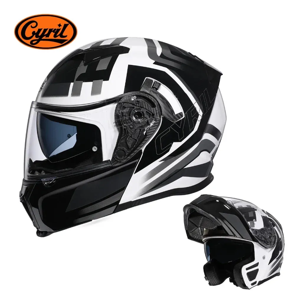 CYRIL Dual Visor Modular Flip-up Full Face Motorcycle Helmet DOT Approved