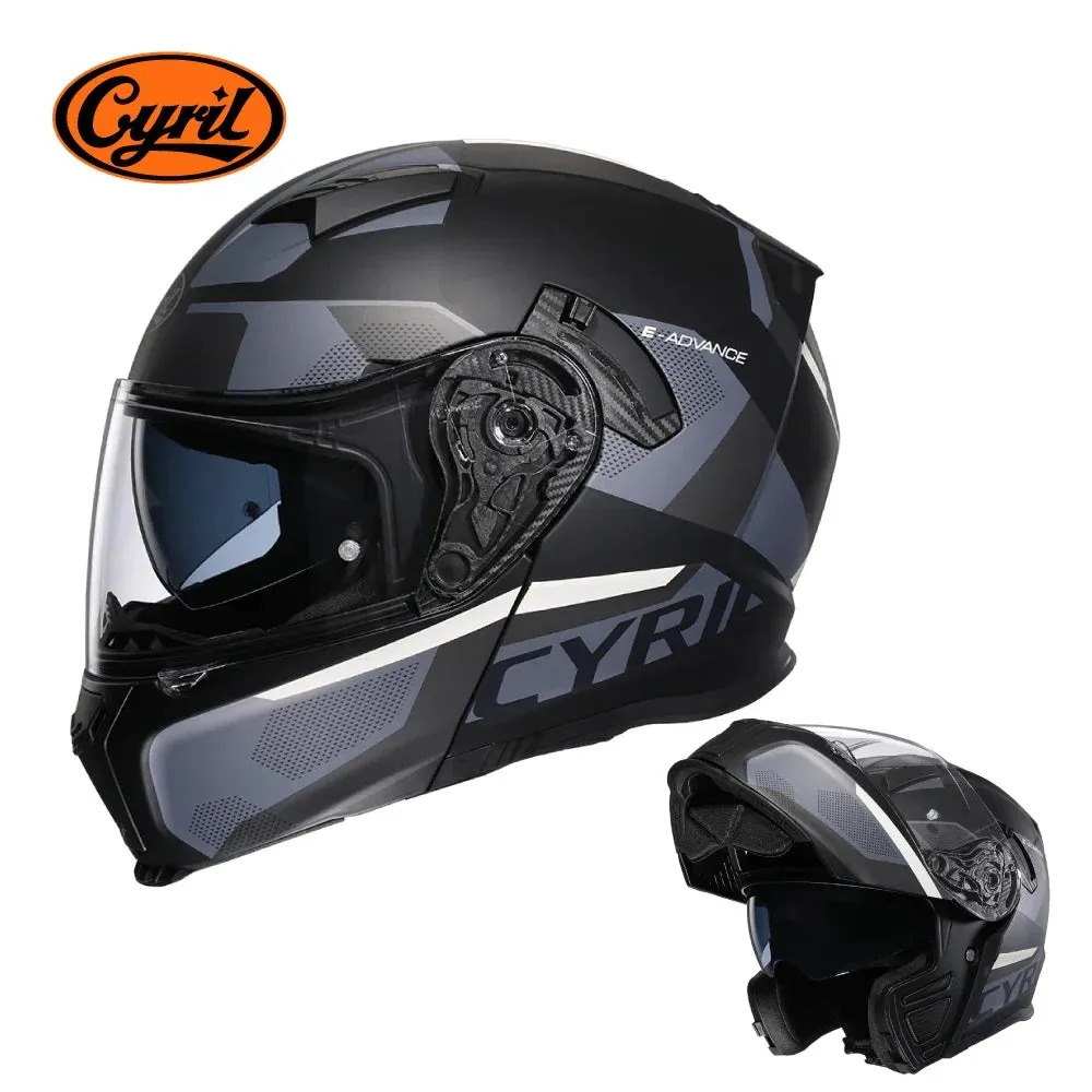 CYRIL Dual Visor Modular Flip-up Full Face Motorcycle Helmet DOT Approved