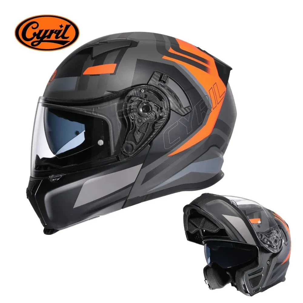 CYRIL Dual Visor Modular Flip-up Full Face Motorcycle Helmet DOT Approved