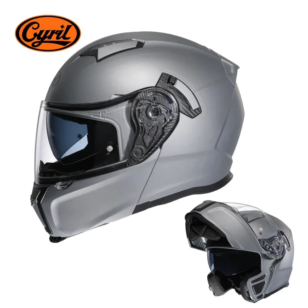 CYRIL Dual Visor Modular Flip-up Full Face Motorcycle Helmet DOT Approved