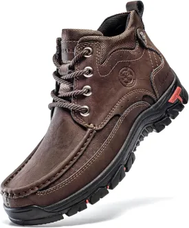FLYLAND Men's Casual Boots Vintage Leather Ankle Dress Boot Chukka Boots Mid Top Non-Slip Driving Walking Shoes