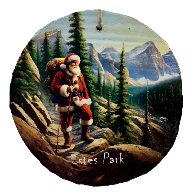 Hiking Santa Ornament