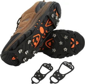 Ice Snow Grips for Shoes and Boots, Non Slip Spikes Shoe Cover with 8 Steel Studs Crampons, Walk Traction Cleats for Hiking Mountaineering Skiing Winter Sports(L)