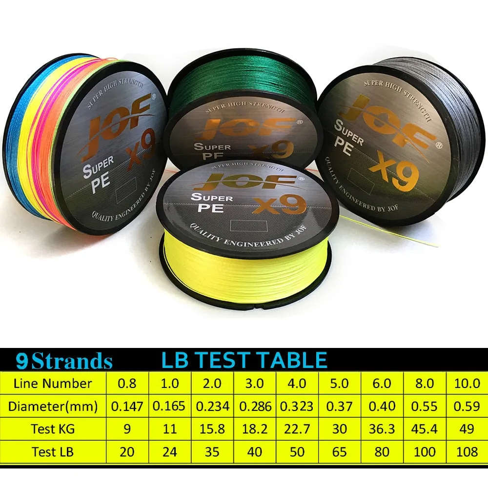 JOF X9/X12 300-500M Braided Line 9/12 Strands MultiColor Multifilament Saltwater PE Line 20-80LB