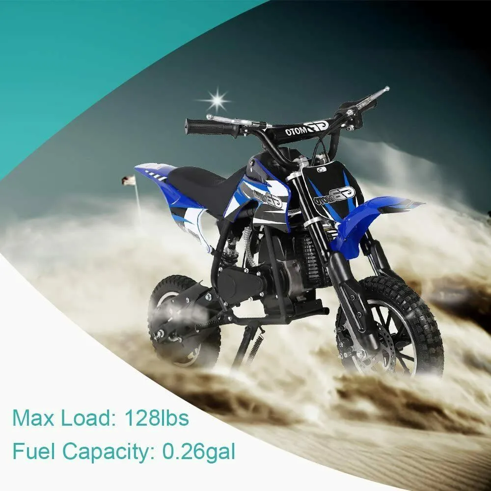 Kids Mini 50CC Gas Dirt Bike, DB1 Model 2 Stroke Ride on Bike with Off-Road Tire, Shocks, Pull Start, Oil Mixed Required, Support Up to 165lbs