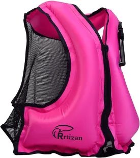 Rrtizan Inflatable Snorkel Vest for Adult, Travel Snorkeling Vest for Swimming, Snorkeling, Paddleboarding, Swim Vest Adult Suitable for 90-220lbs