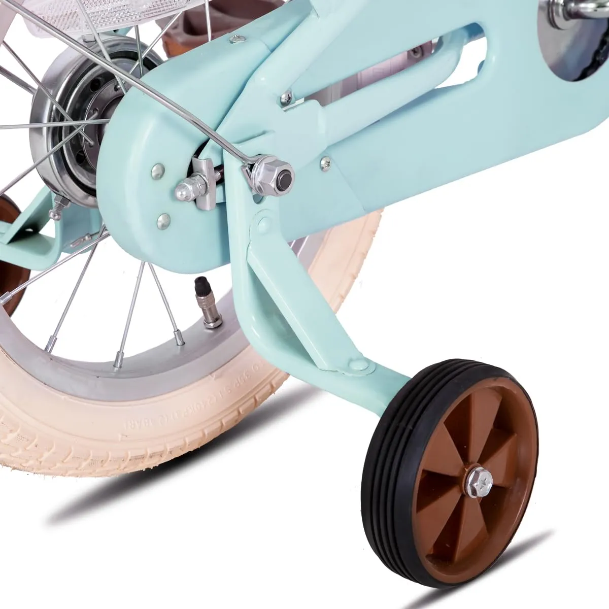 STITCH Manchi 16 Inch Kids Bike for 4-7 Years Old Girls, Girls Bicycle with Stabilisers & Basket,Mint Green