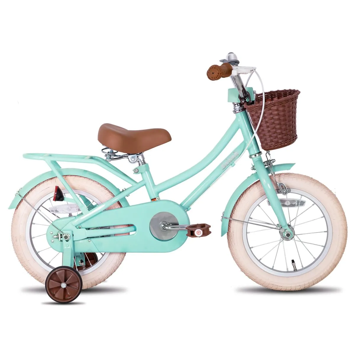 STITCH Manchi 16 Inch Kids Bike for 4-7 Years Old Girls, Girls Bicycle with Stabilisers & Basket,Mint Green