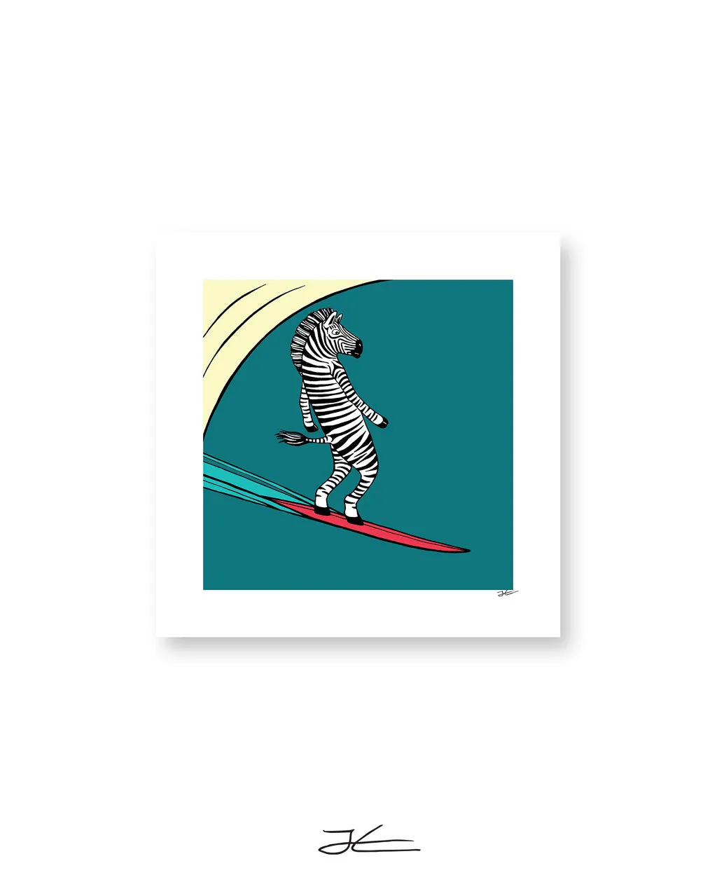 Surfing Zebra - Print/ Framed Print
