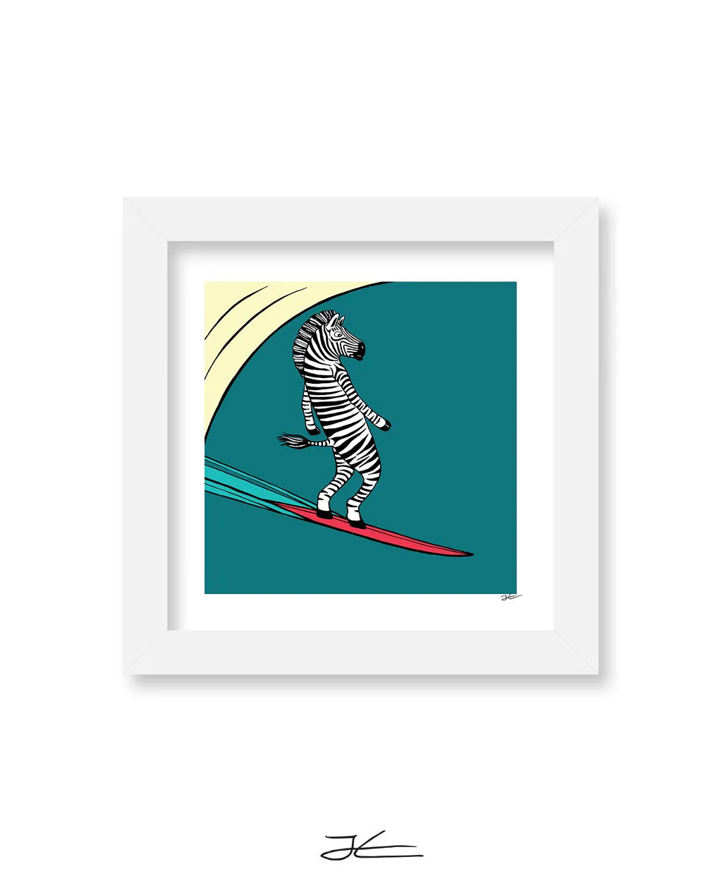 Surfing Zebra - Print/ Framed Print