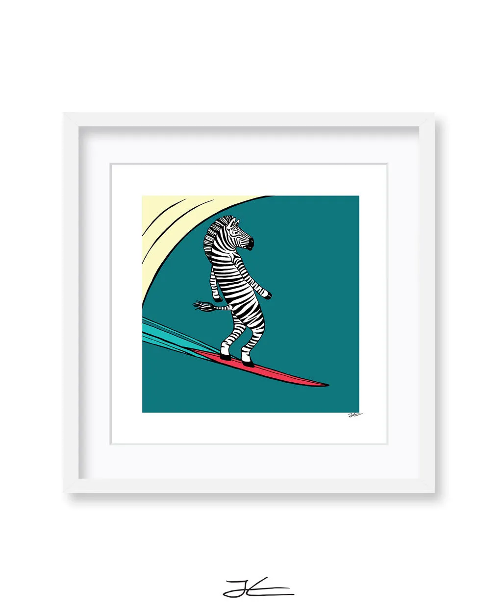 Surfing Zebra - Print/ Framed Print