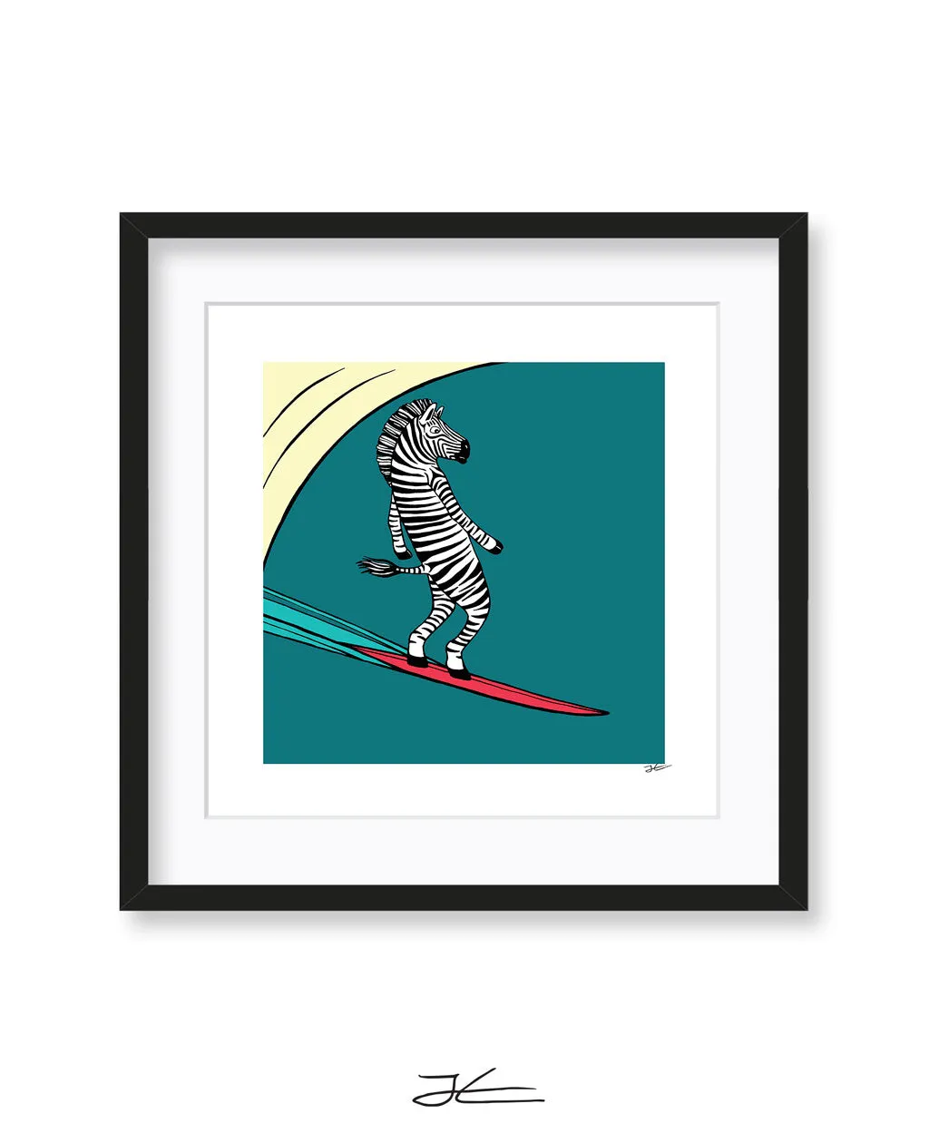 Surfing Zebra - Print/ Framed Print