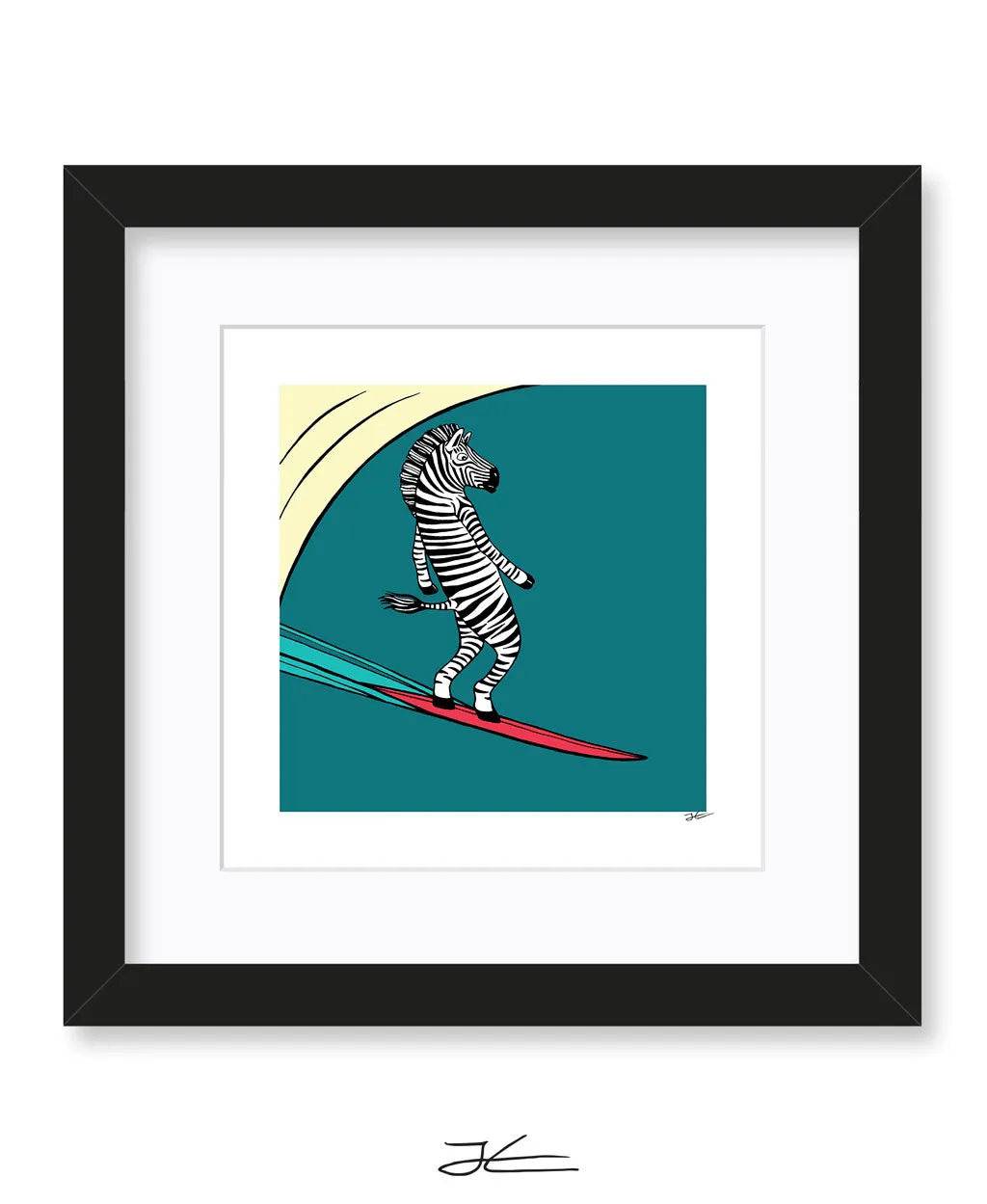 Surfing Zebra - Print/ Framed Print
