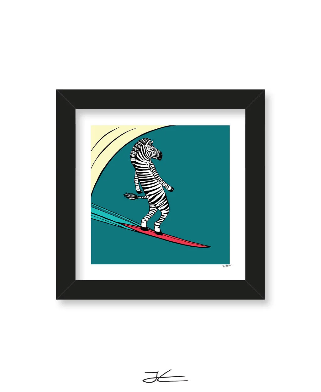 Surfing Zebra - Print/ Framed Print