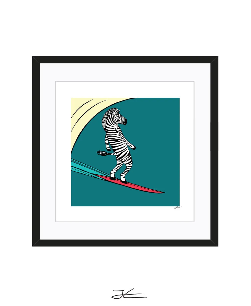 Surfing Zebra - Print/ Framed Print