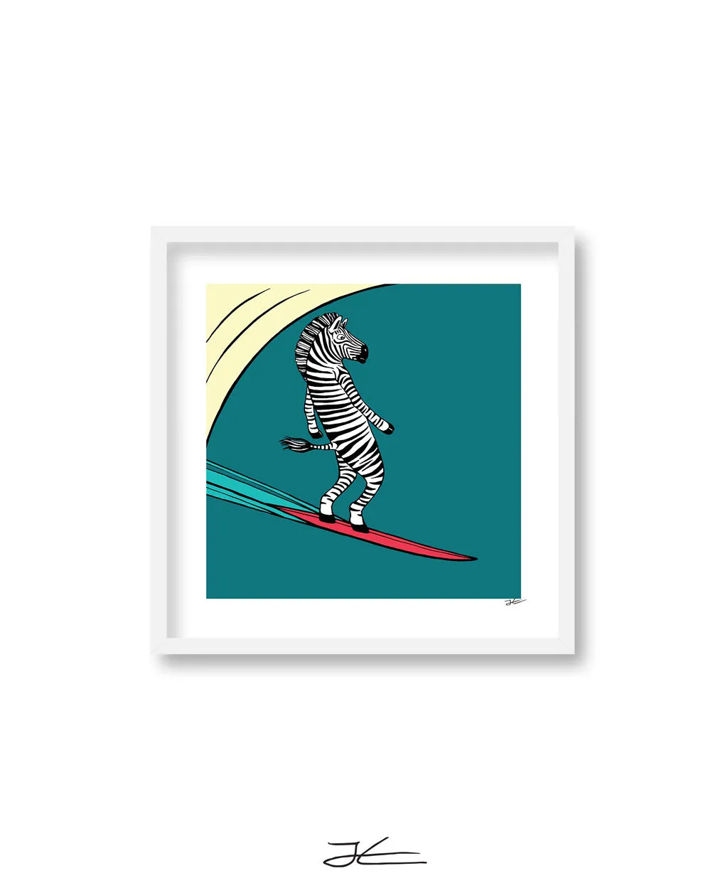 Surfing Zebra - Print/ Framed Print