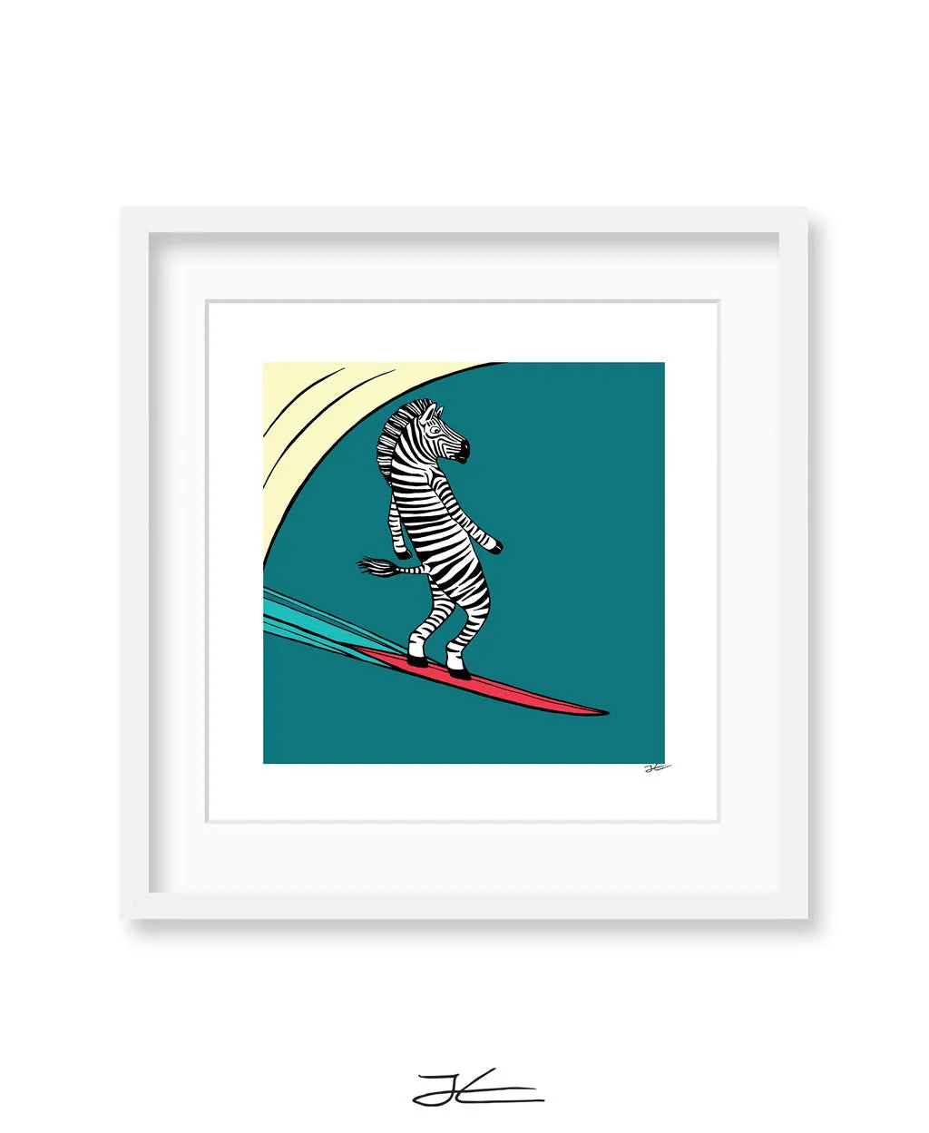 Surfing Zebra - Print/ Framed Print