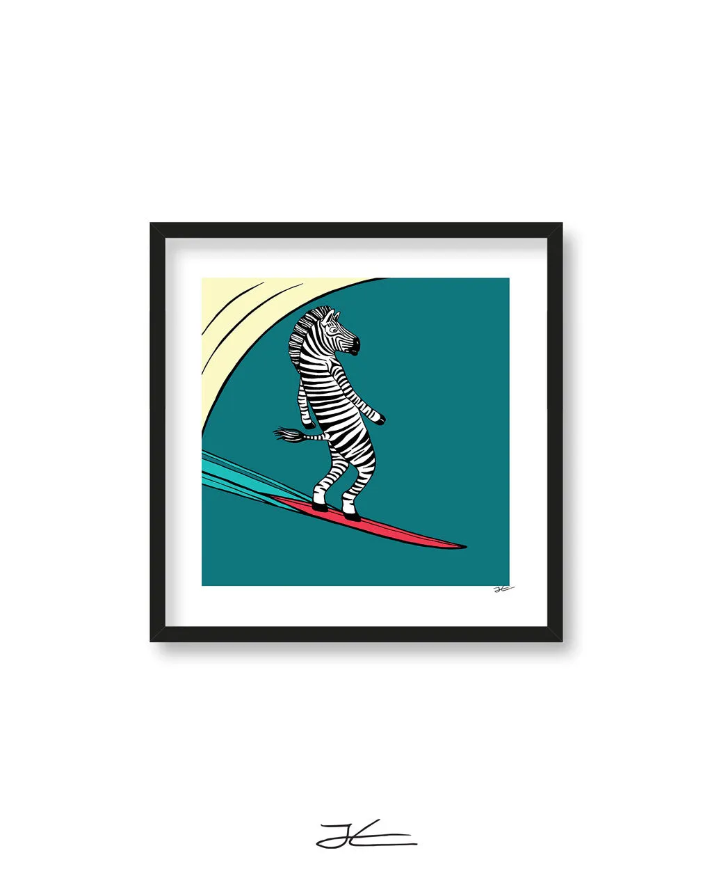 Surfing Zebra - Print/ Framed Print