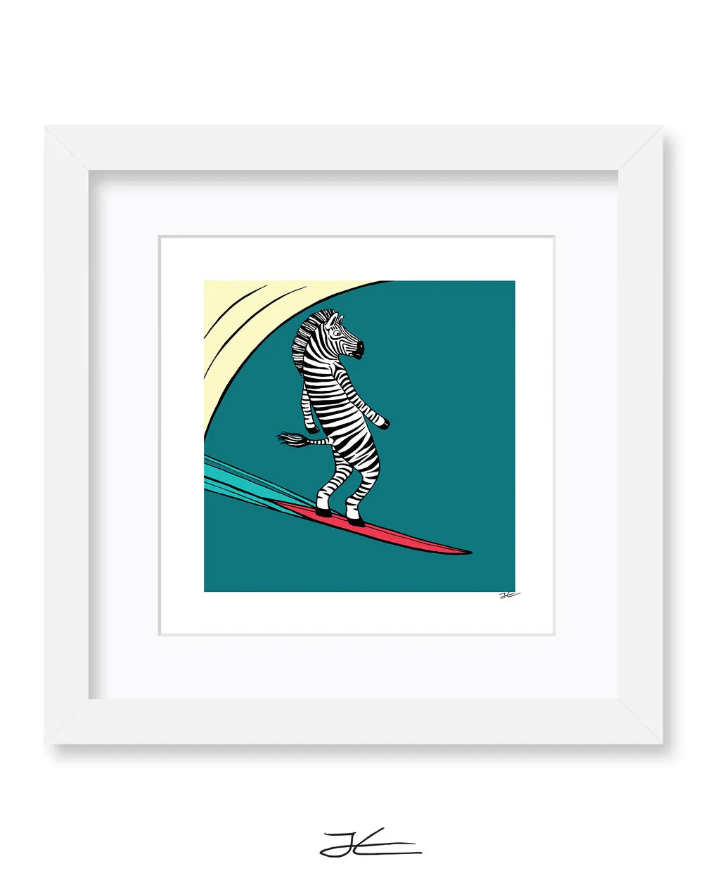 Surfing Zebra - Print/ Framed Print